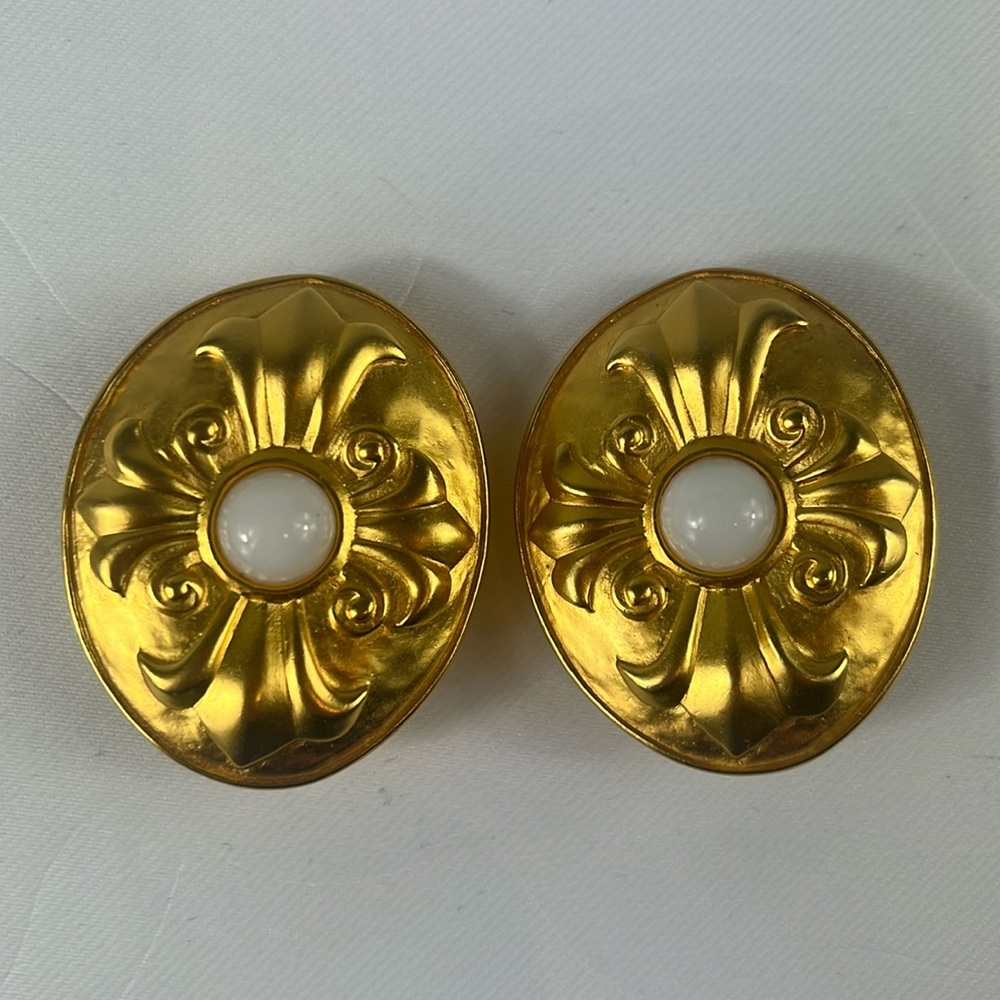 Karl Lagerfeld Vintage Paris Maltese Cross Pearl Earrings